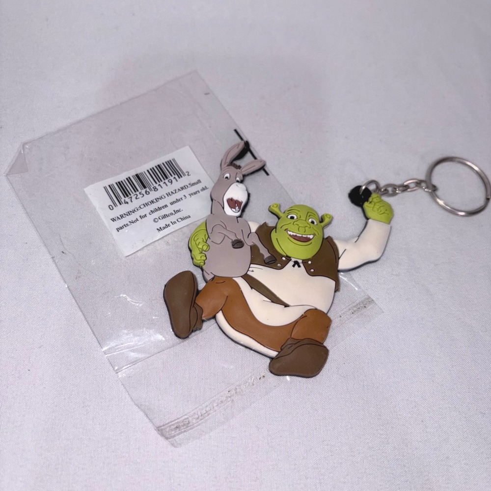 Giftco Shrek Keychain Donkey Rubber Character Charm Green Brown‎ OS